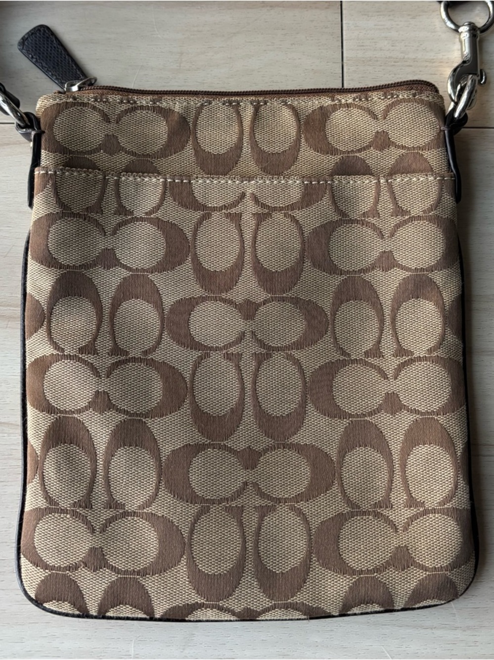 Authentic Y2K COACH Brown Jacquard Sutton Crossbody Bag w Pink Silk Lining - OS - Picture 4 of 7